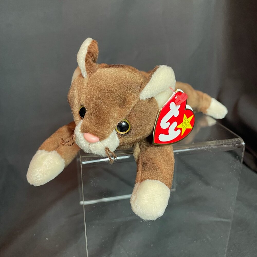 RARE TY ORIGINAL BEANIE BABY POUNCE THE CAT 1997 RETIRED W/ORIGINAL TAG